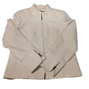 Vintage TRIBAL Wool Cashmere Blend Ivory/Cream Zip Jacket Size 8 Lined Bulgaria